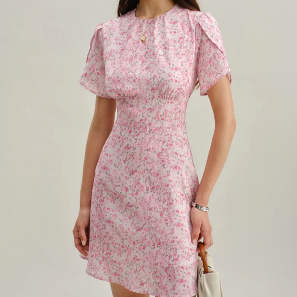 RIHOAS Pink Floral Midi Dress